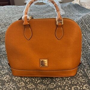 Dooney and Bourke zip zip satchel in tan saffiano leather -NWT